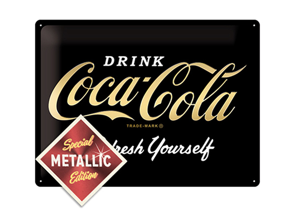 Металлический постер в ретро-стиле Coca-Cola Refresh Yourself Metallic 30x40 см
