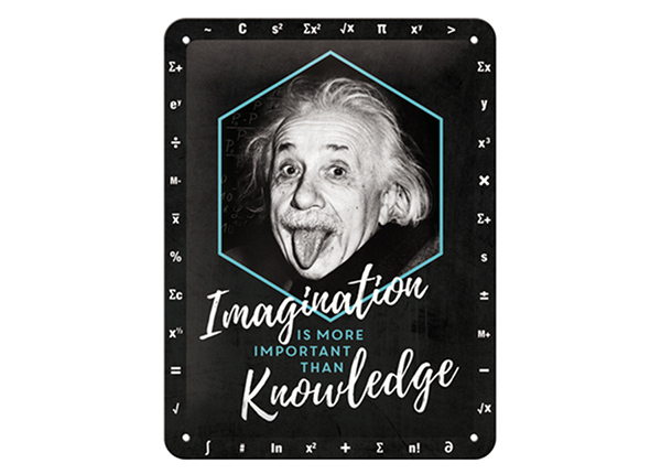 Металлический постер в ретро-стиле Einstein - Imagination & Knowledge 15x20 см