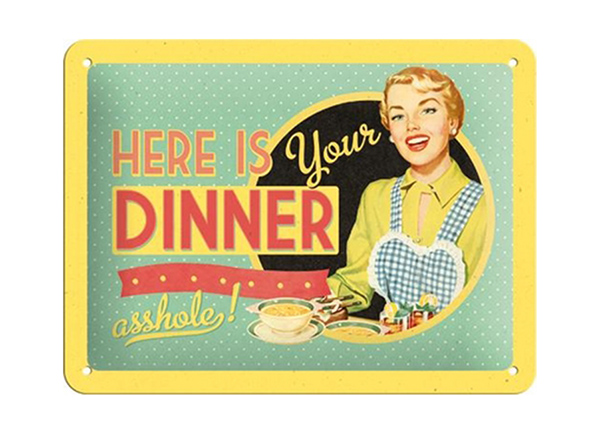 Металлический постер в ретро-стиле Here is your dinner... 15x20 см