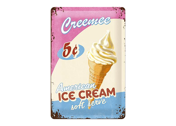 Металлический постер в ретро-стиле Ice Cream 20x30 см