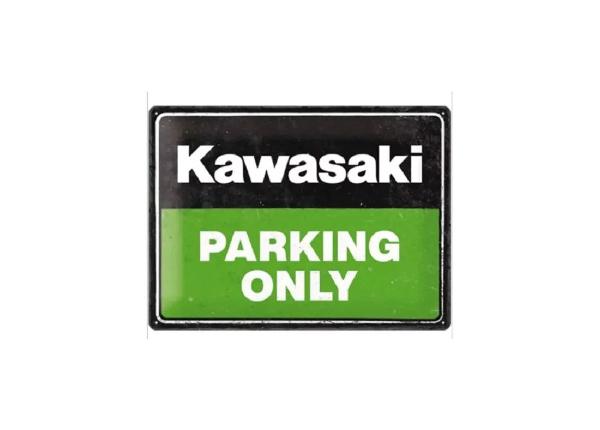 Металлический постер в ретро-стиле Kawasaki - Parking Only Green 30x40 см