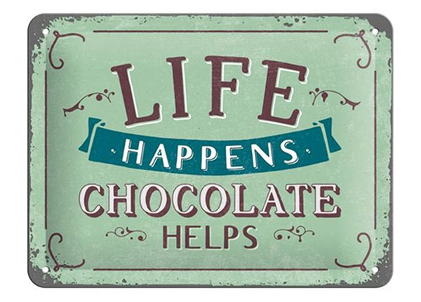 Металлический постер в ретро-стиле Life happens... Chocolate helps 15x20 cm