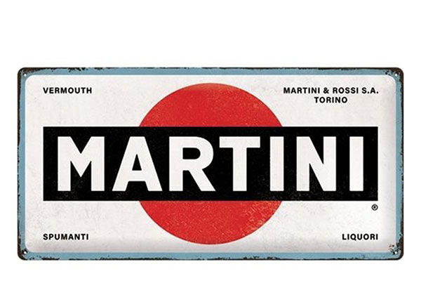 Металлический постер в ретро-стиле Martini - Logo White 25x50 см
