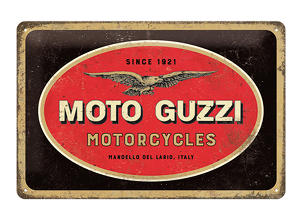 Металлический постер в ретро-стиле Moto Guzzi logo 20x30 см