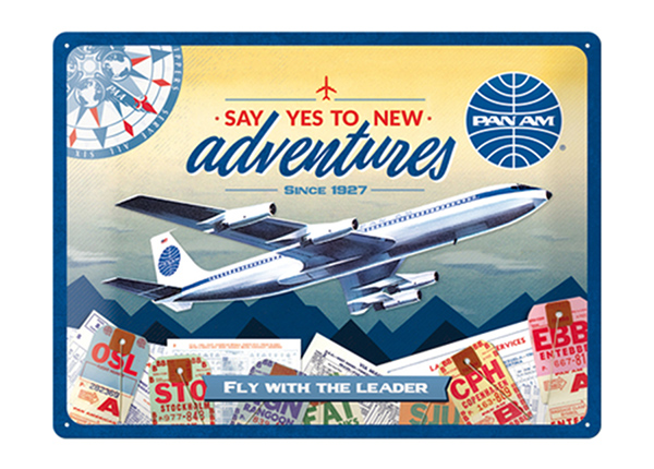 Металлический постер в ретро-стиле Pan Am - New Adventures 30x40 см