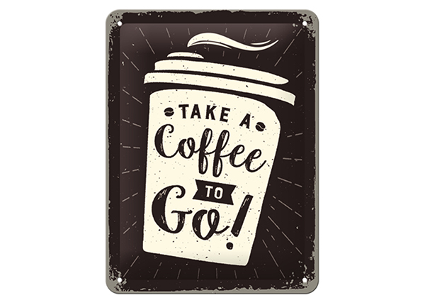 Металлический постер в ретро-стиле Take a Coffee To Go 15x20 cm