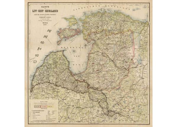 Настенная карта Regio Liv-Est-Kurland 1898