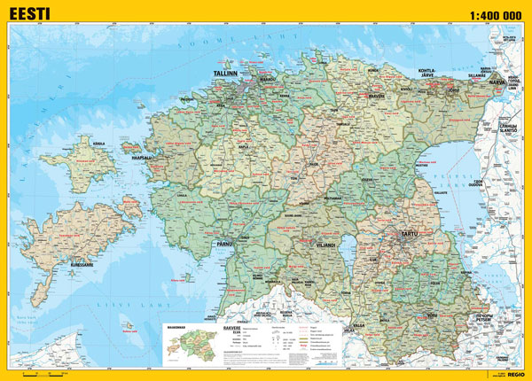 Настенная карта административного деления Эстонии 99x70 см