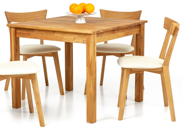 Обеденный стол из дуба Lem 90x90 cm + 2 стула Viola beige
