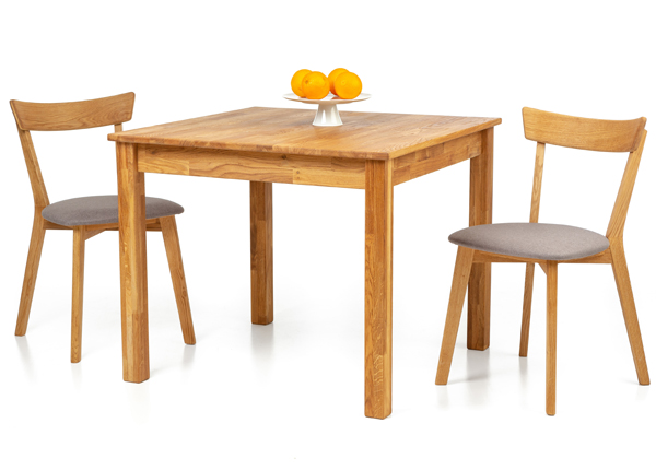 Обеденный стол из дуба Lem 90x90 cm + 2 стула Viola серый