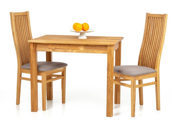 Обеденный стол из массива дуба Len21 90x65 cm + 2 стула Sandra серый