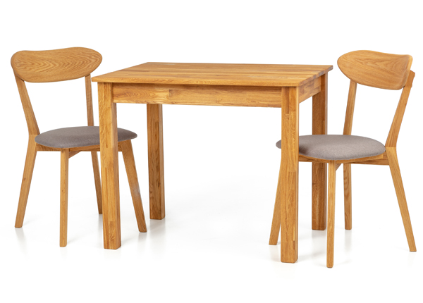 Обеденный стол из массива дуба Len22 90x65 cm + 2 стула Irma серый