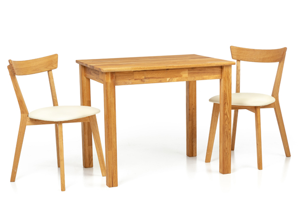 Обеденный стол из массива дуба Len23 90x65 cm + 2 стула Viola beige