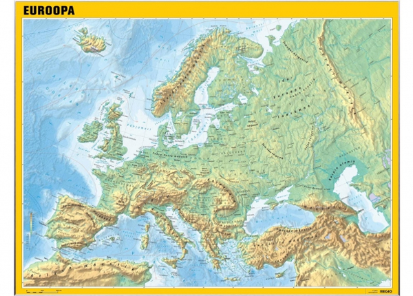 Общая географическая настенная карта Европы