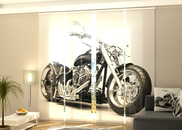 Полузатемняющая панельная штора Black motorbike 240x240 см