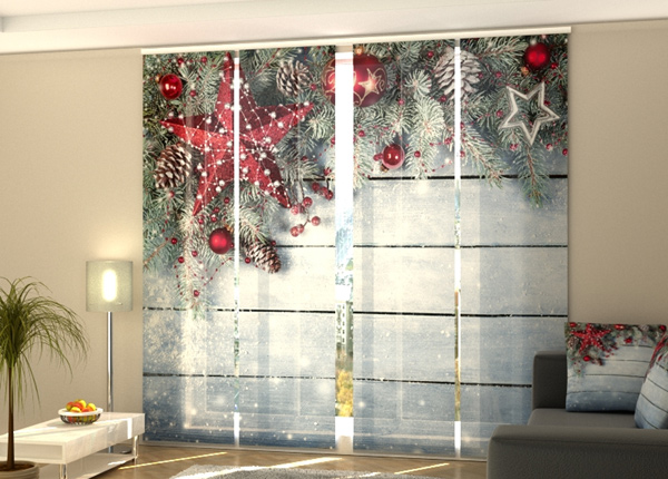 Полузатемняющая панельная штора Christmas Red Star 240x240 см