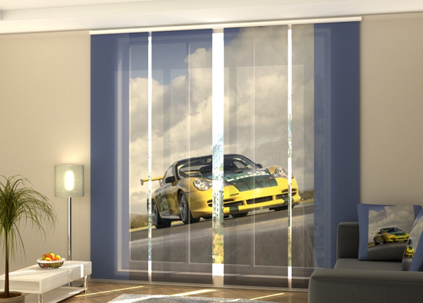 Полузатемняющая панельная штора Yellow supercar 240x240 см