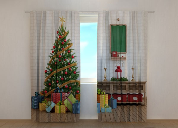 Полузатемняющая штора Christmas Tree with Gifts 240x220 см