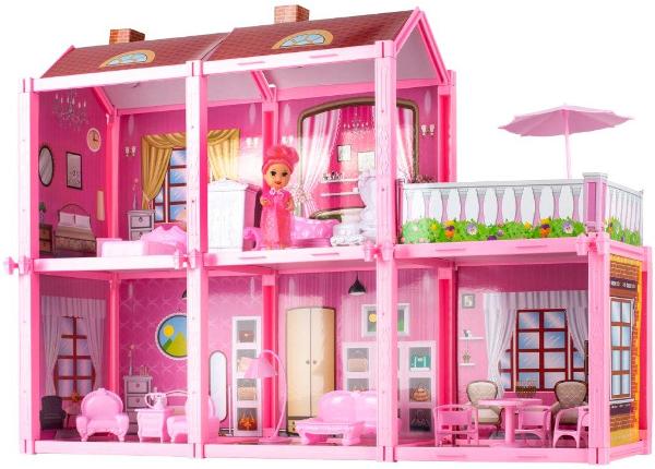 Складной кукольный домик с мебелью и куклой