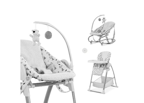 Стульчик для кормления и кресло-качалка Hauck Comfort Sit N Relax 3in1 Nordic серый