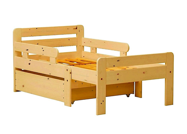 Удлиняющаяся детская кровать из массива сосны Tiina 75x100+42+42 cm + ящик