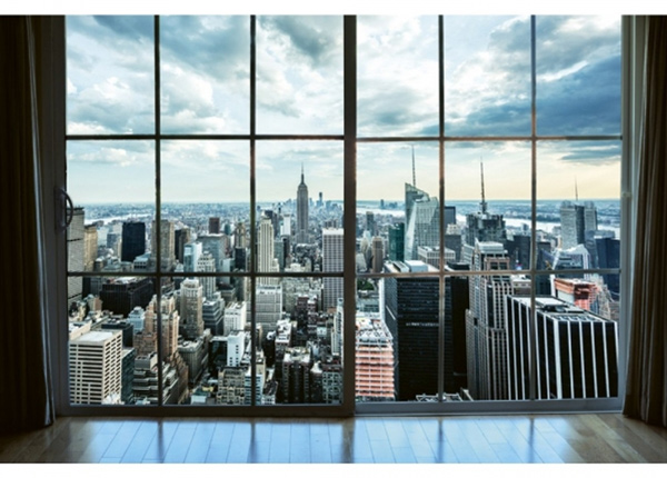 Флисовые фото-обои Manhattan window view 225x250 см