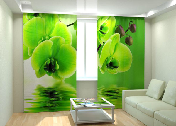 Фотошторы "Green Orchid on the water" 300x260 см