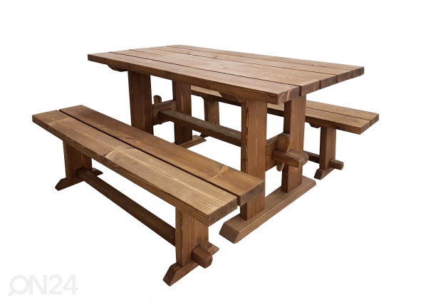 Puutarhapöytä ja penkit 150 cm, MSL