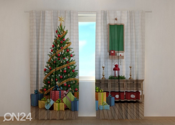 Puolipimentävä verho Christmas Tree with Gifts 240x220 cm, Wellmira