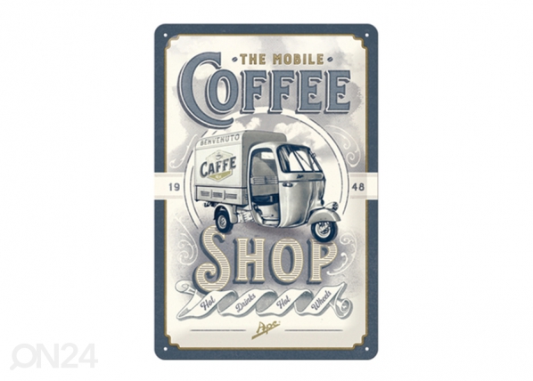 Retro metallitaulu The Mobile Coffee Shop 20x30 cm, Nostalgic Art