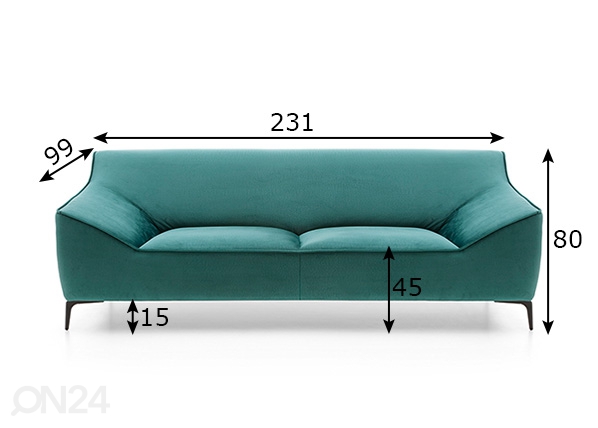 2,5-местный диван Austin размеры