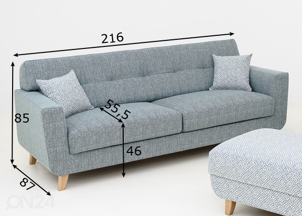 2,5-местный диван Betty размеры