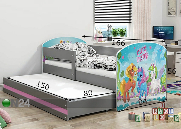 2-местная детская кровать 80x160 cm + матрасы размеры