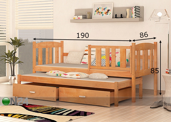 2-местная детская кровать 80x184 cm + матрасы размеры