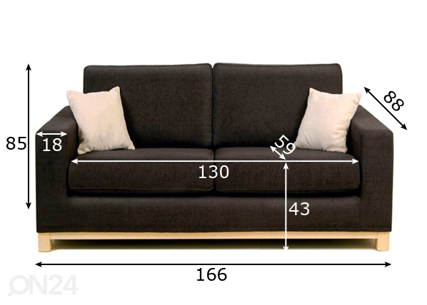 2-местный диван Chicago размеры