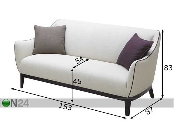 2-местный диван Elisabeth размеры
