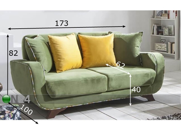 2-местный диван Frank размеры