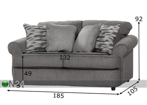 2-местный диван Hanna размеры