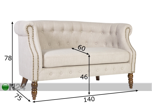2-местный диван Holmes размеры