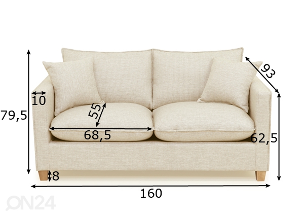 2-местный диван Hugo размеры