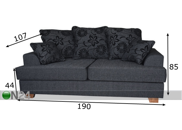 2-местный диван Jann размеры