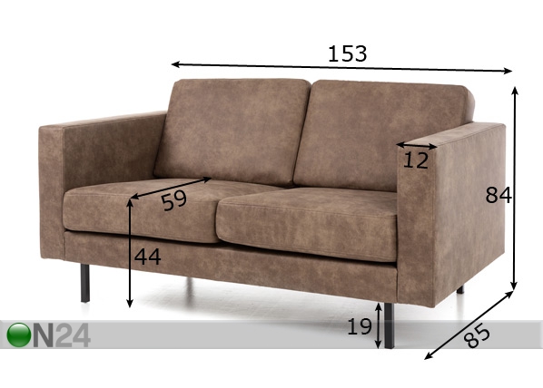 2-местный диван Linea размеры