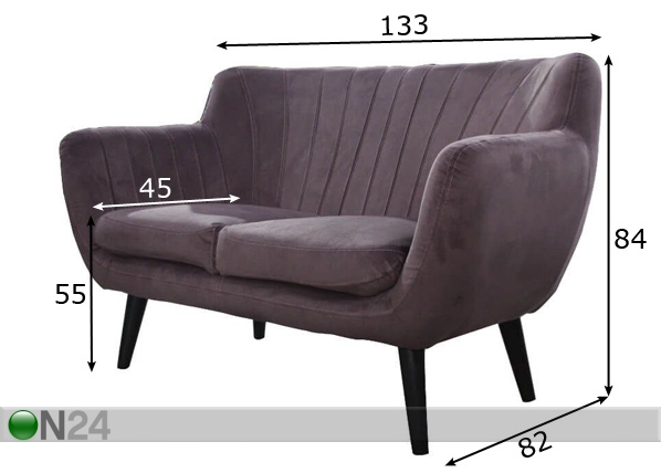 2-местный диван Lux2 размеры