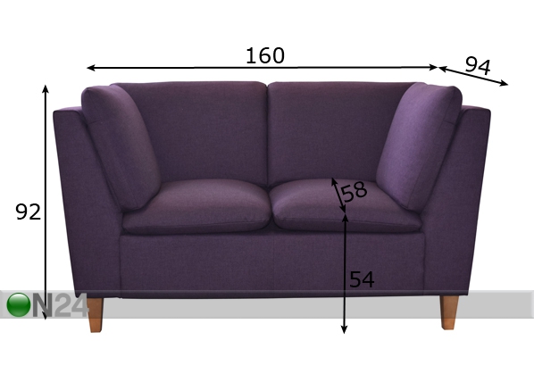 2-местный диван Piret размеры