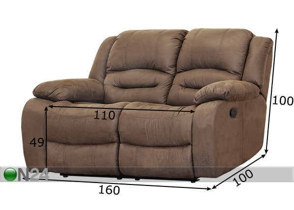 2-местный диван Relax2, светло-коричневый текстиль размеры