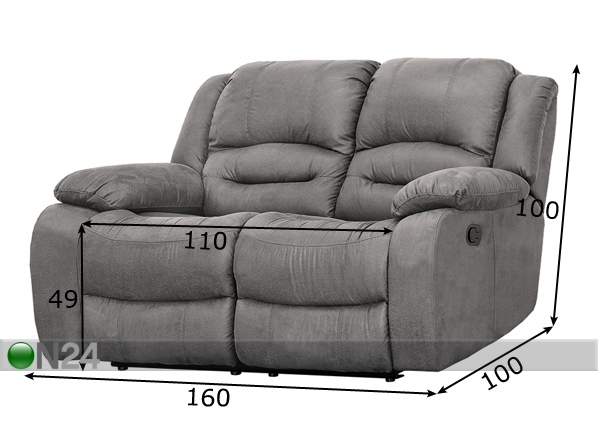 2-местный диван Relax2, серый размеры