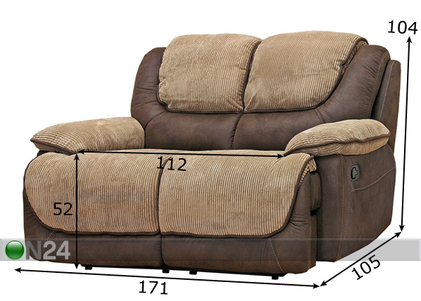 2-местный диван Relax5, золотисто-коричневый/бежевый размеры
