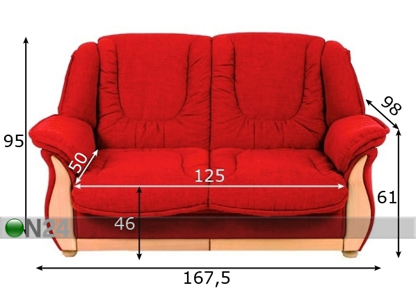 2-местный диван Sirje размеры