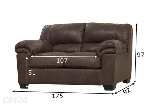 2-местный диван, коричневый размеры