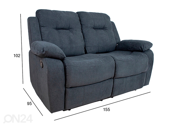 2-местный диван с механизмом подножки Dixon размеры